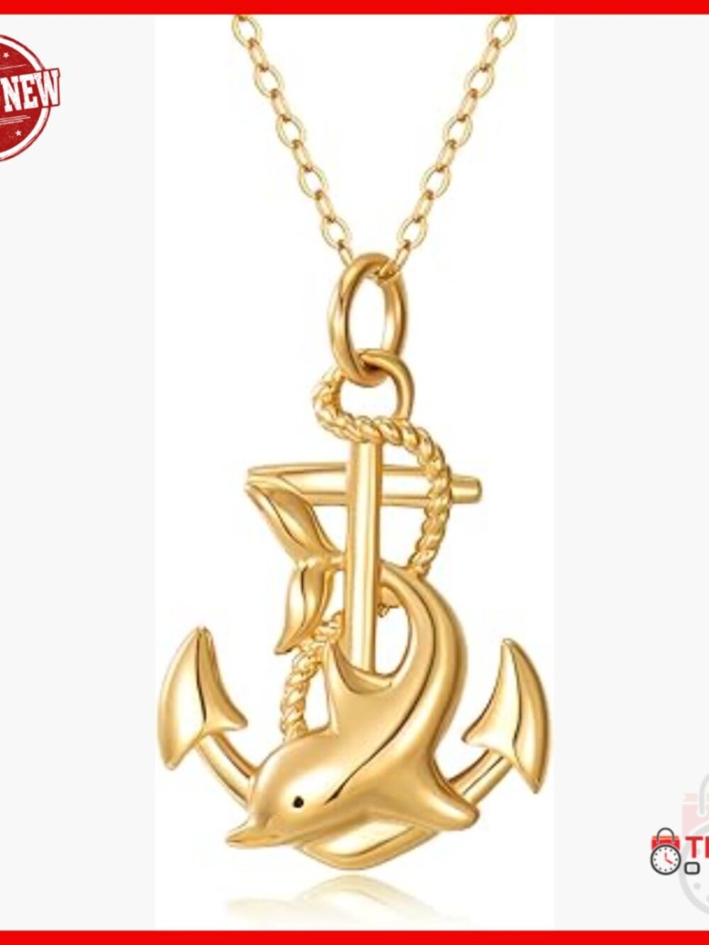 14K Solid Gold Anchor Compass Pendant Necklace Dainty Nautical Jewelry